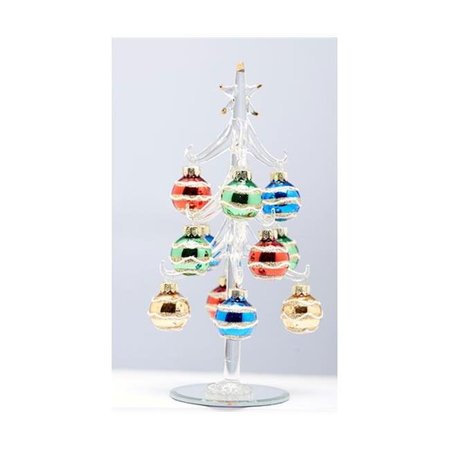 LS ARTS INC LS Arts XM-1074 Tree With Multi Color Ornaments; Clear - 8 in. XM-1074